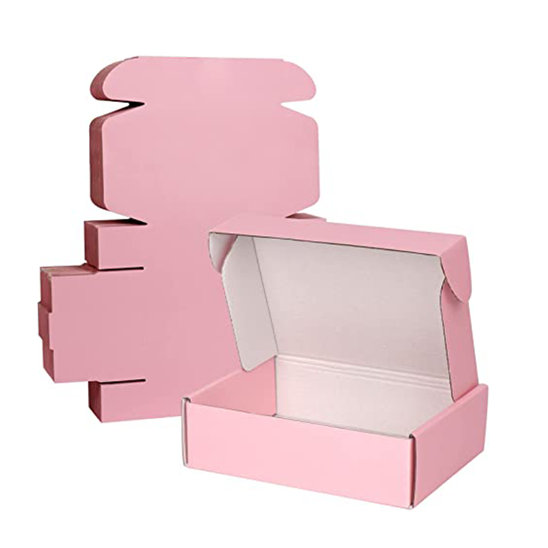 Custom Printing Logo Pink Shipping Cardboard Paper Box Foldable Corrugated Carton Mail Packaging Mailer Box with logo packaging