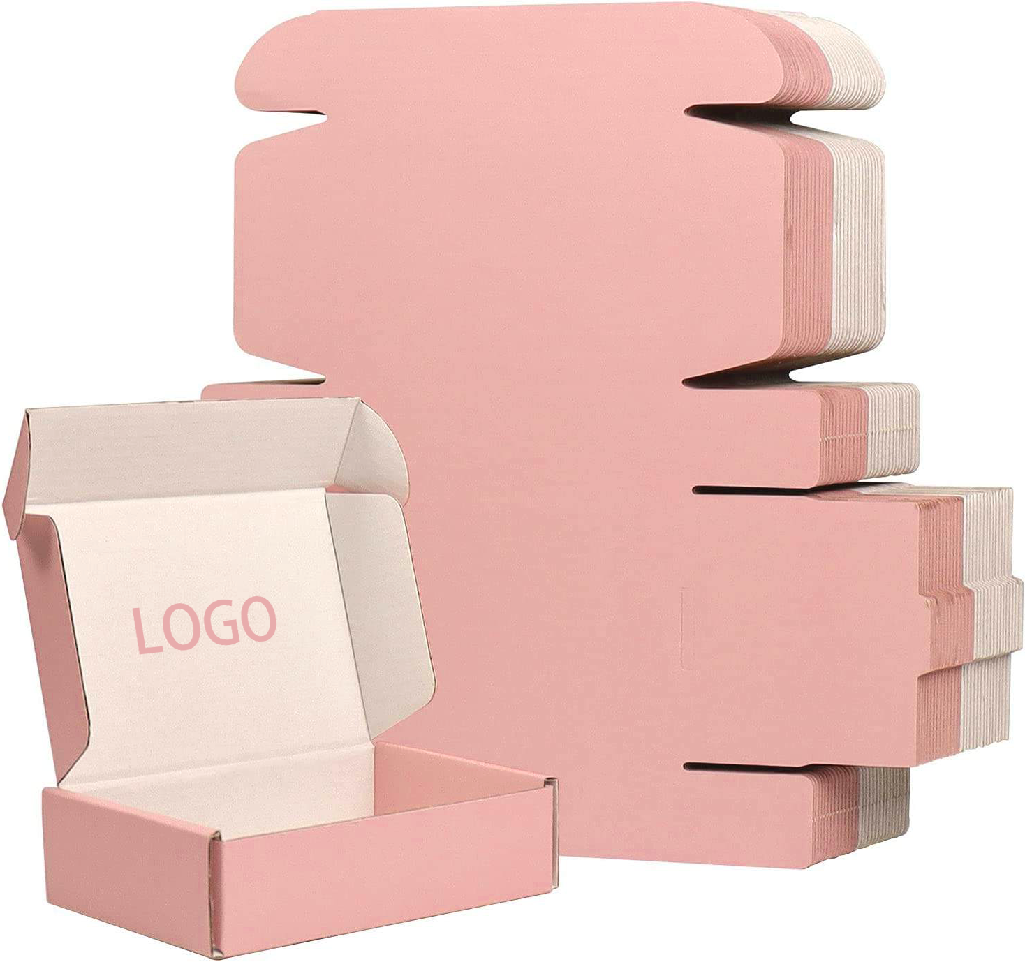 Custom Printing Logo Pink Shipping Cardboard Paper Box Foldable Corrugated Carton Mail Packaging Mailer Box with logo packaging