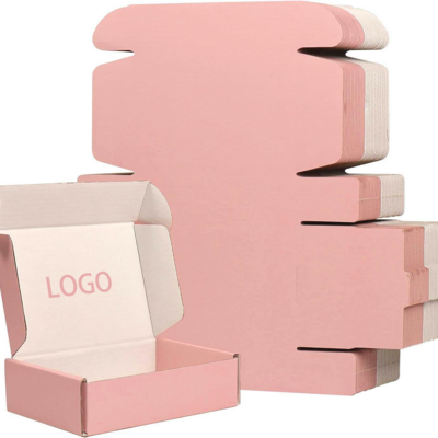 Custom Printing Logo Pink Shipping Cardboard Paper Box Foldable Corrugated Carton Mail Packaging Mailer Box with logo packaging