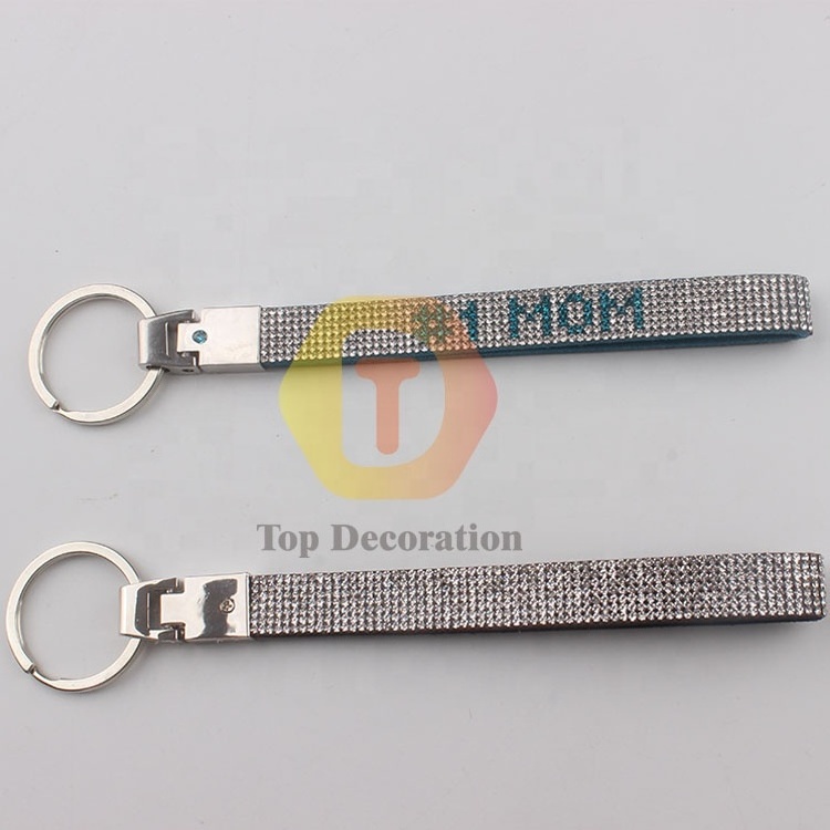 wholesale rhinestone wristlet keychain with custom name keychain