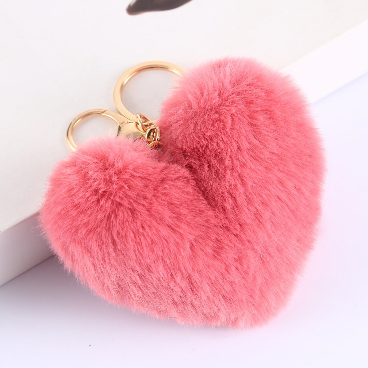 Heart Pom Pom Keychain Colored Bulk Fluffy Fur Puff Ball Key For Women PomPom Keychains Heart Shaped Pompoms Keyring