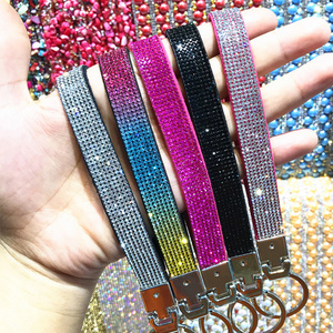 wholesale rhinestone wristlet keychain with custom name keychain