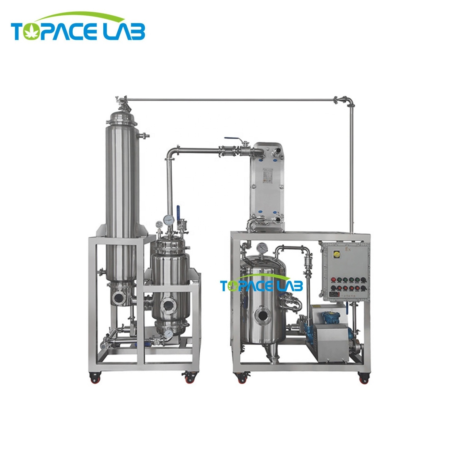 Topacelab High Quality Customized Falling Film Evaporator 100L to 500L Capacity Ethanol Recovery Machine Motor Core Component