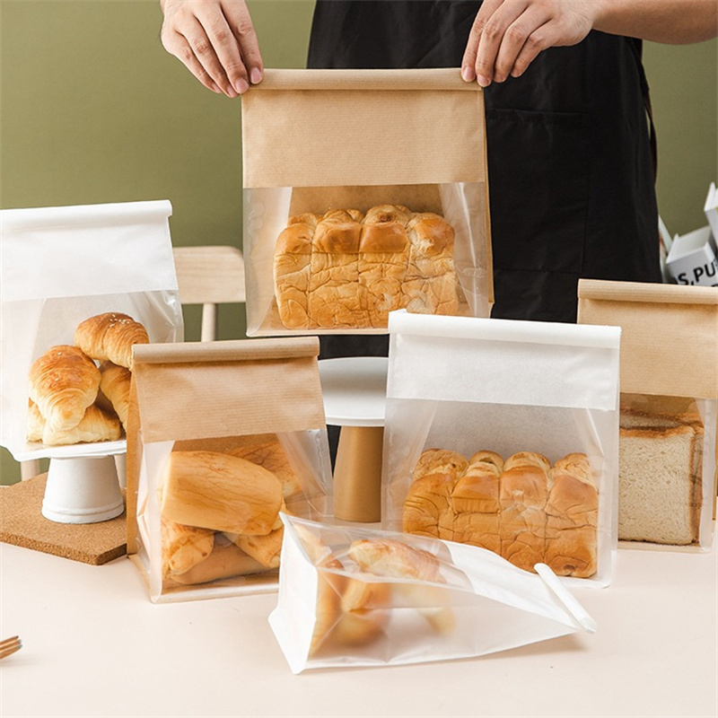 Homemade White Micro Perforated Packaging Loaf Sliced Bread Packaging Printed Oil Proof Stick Bread Bags