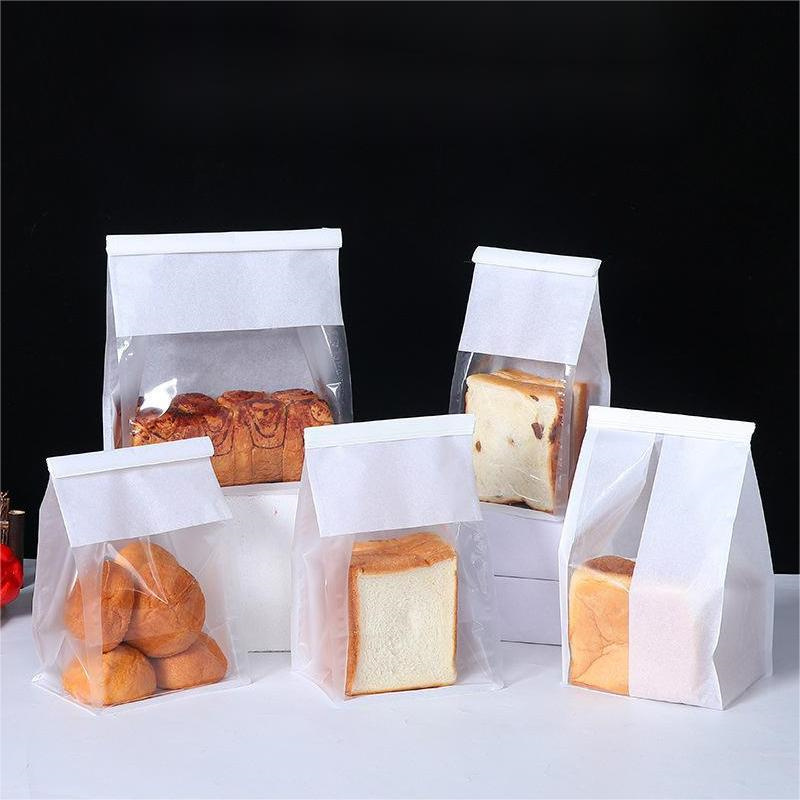 Homemade White Micro Perforated Packaging Loaf Sliced Bread Packaging Printed Oil Proof Stick Bread Bags