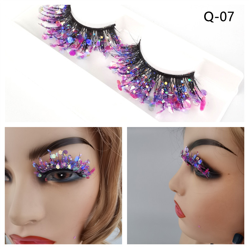 Party Halloween faux mink eyelashes glitter decorated mink eyelashes sequin silk lashes butterfly eyelash with packaging box