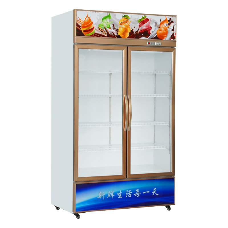 Vertical Glass Door Beverage Display Cooler Beer Showcase Refrigerator Freezer