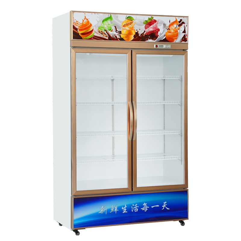 Vertical Glass Door Beverage Display Cooler Beer Showcase Refrigerator Freezer