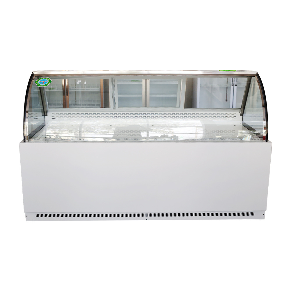 all round transparent glass door storage Meat Showcase Refrigerator Meat Deli Showcase Refrigerator