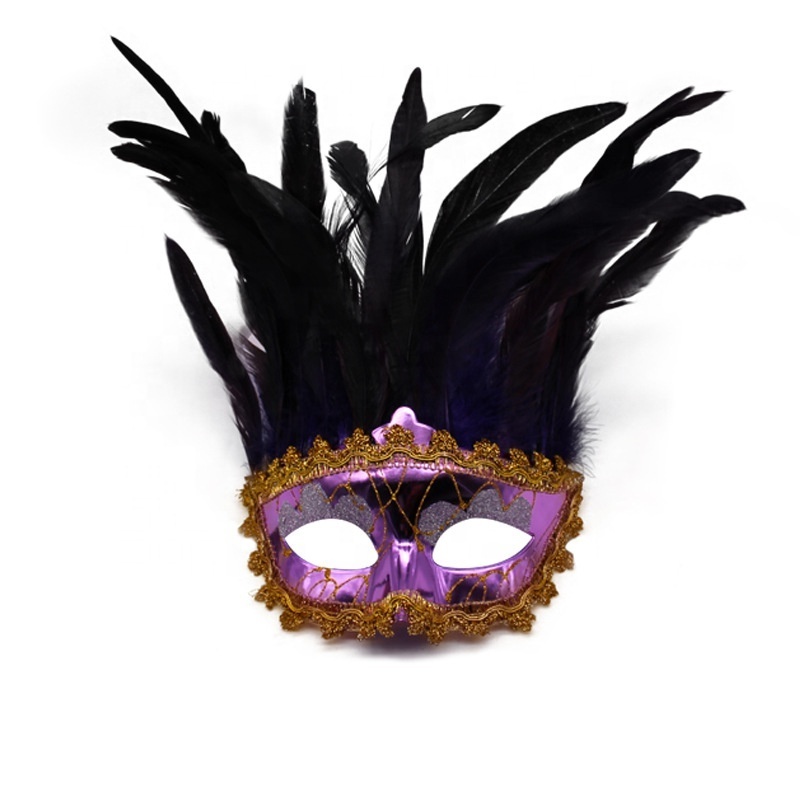 Venetian party Festival ball performance Indian mask Eye mask White feather mask