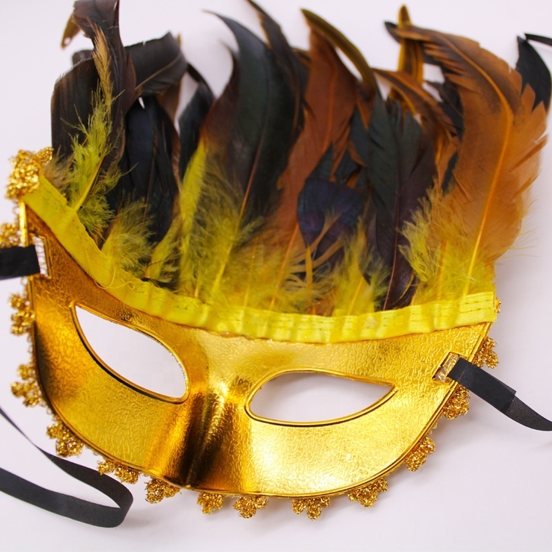 Venetian party Festival ball performance Indian mask Eye mask White feather mask