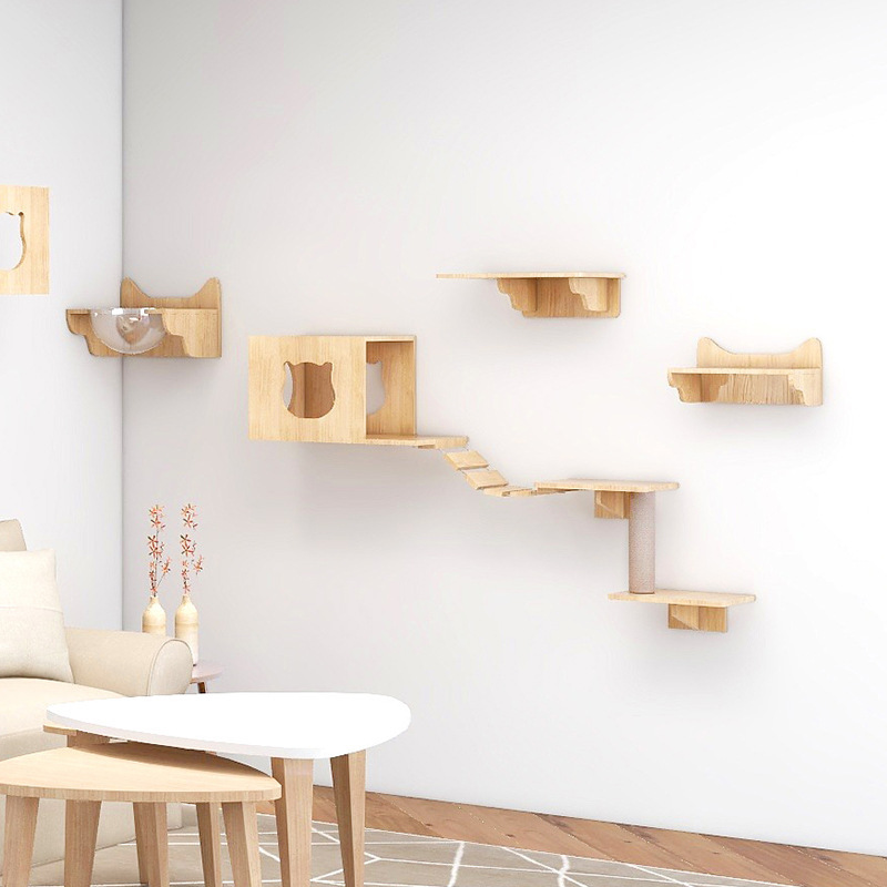 Tree Cat Wall Shelves Cat Hammock and Cat Wall Platform Furniture for Climbing 2023 Hot Sales Wood Sustainable Wall Mounted