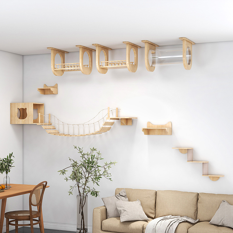 Tree Cat Wall Shelves Cat Hammock and Cat Wall Platform Furniture for Climbing 2023 Hot Sales Wood Sustainable Wall Mounted