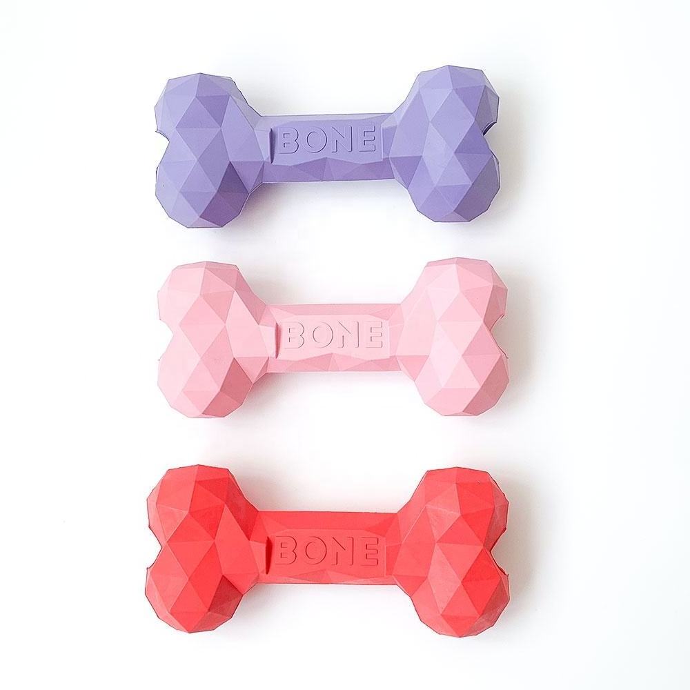 mu Diamond Bone Treat Food Stuff Dispensing Natural Rubber Dog Treat Bone Enrich Dog Toy