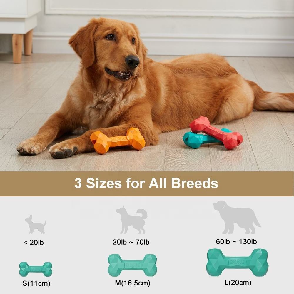 mu Diamond Bone Treat Food Stuff Dispensing Natural Rubber Dog Treat Bone Enrich Dog Toy