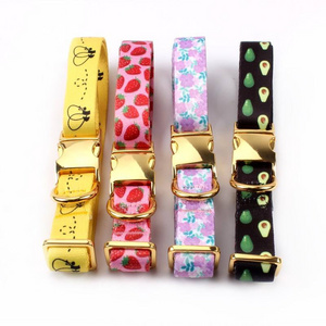 Factory  Luxury Designer Custom Dog Collar Metal Buckle Hardware Personalized Sublimation Gold Pet Dog Collar Manufacturer