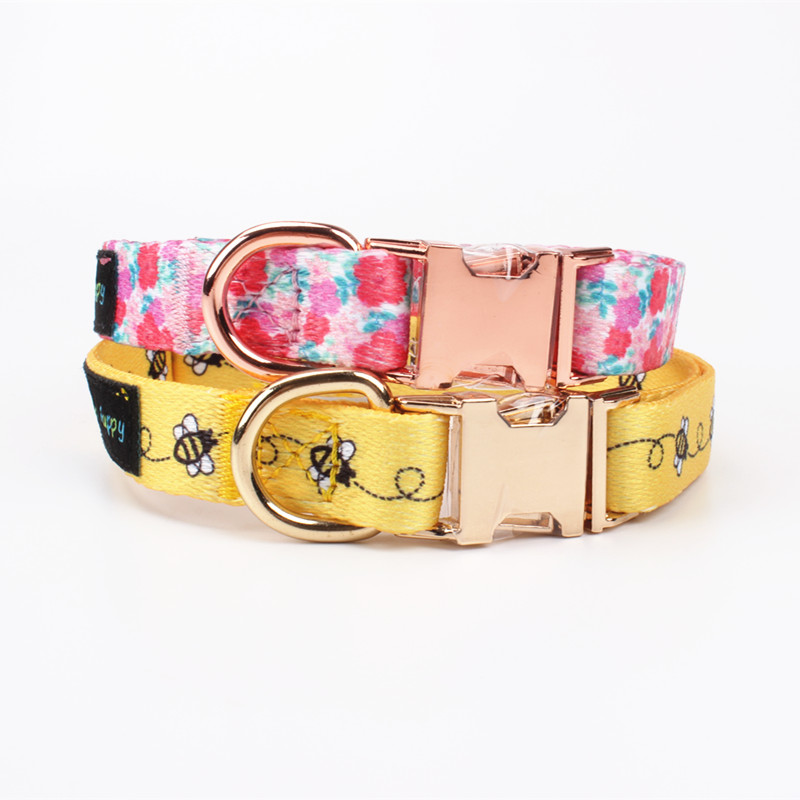 Factory  Luxury Designer Custom Dog Collar Metal Buckle Hardware Personalized Sublimation Gold Pet Dog Collar Manufacturer