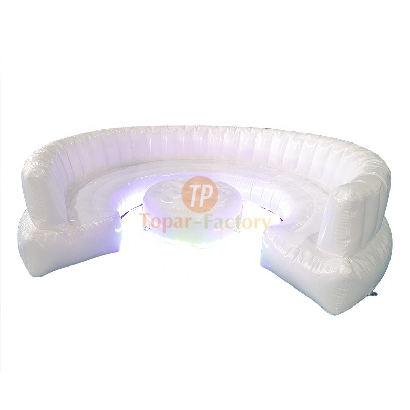 High Quality Inflatable party Furniture Led Sofa Air Lounge Ultra Lounge Sofa Round Inflatable Daybed Sofas with LED light