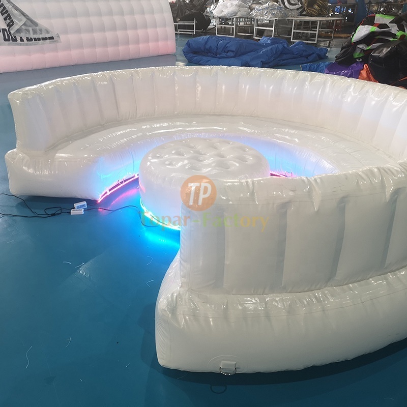 High Quality Inflatable party Furniture Led Sofa Air Lounge Ultra Lounge Sofa Round Inflatable Daybed Sofas with LED light