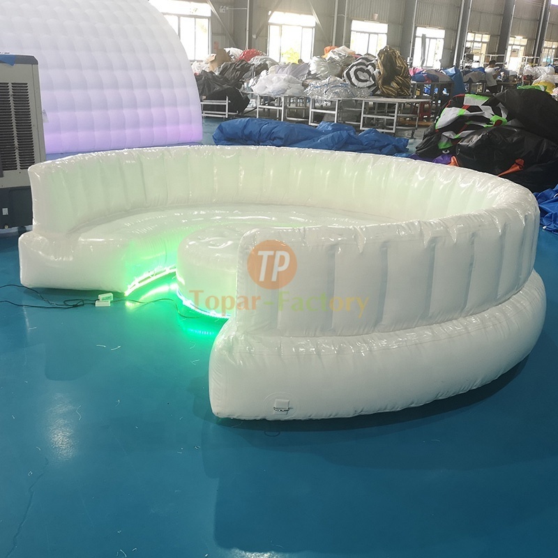 High Quality Inflatable party Furniture Led Sofa Air Lounge Ultra Lounge Sofa Round Inflatable Daybed Sofas with LED light