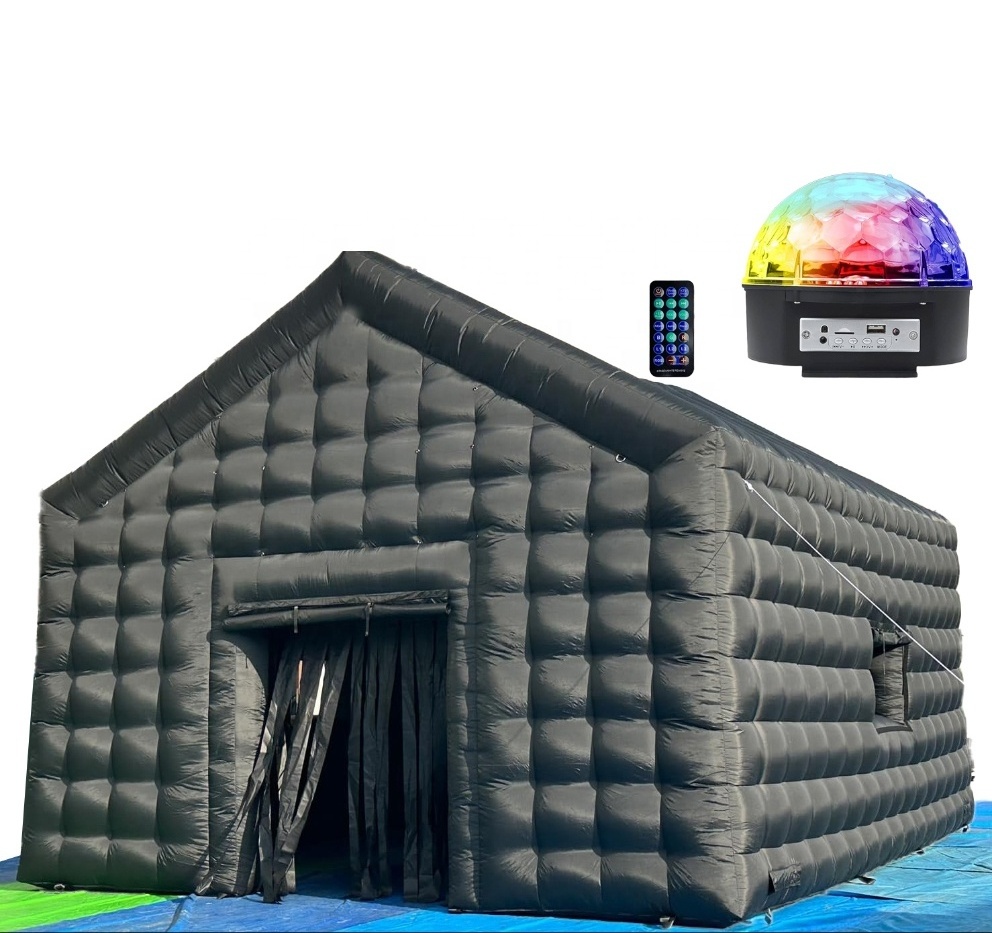 Large Backyard Black Inflatable Disco Tent Trade Blow Up Pvc Inflatable Nightclub With Disco Dj Stage Lights Ball