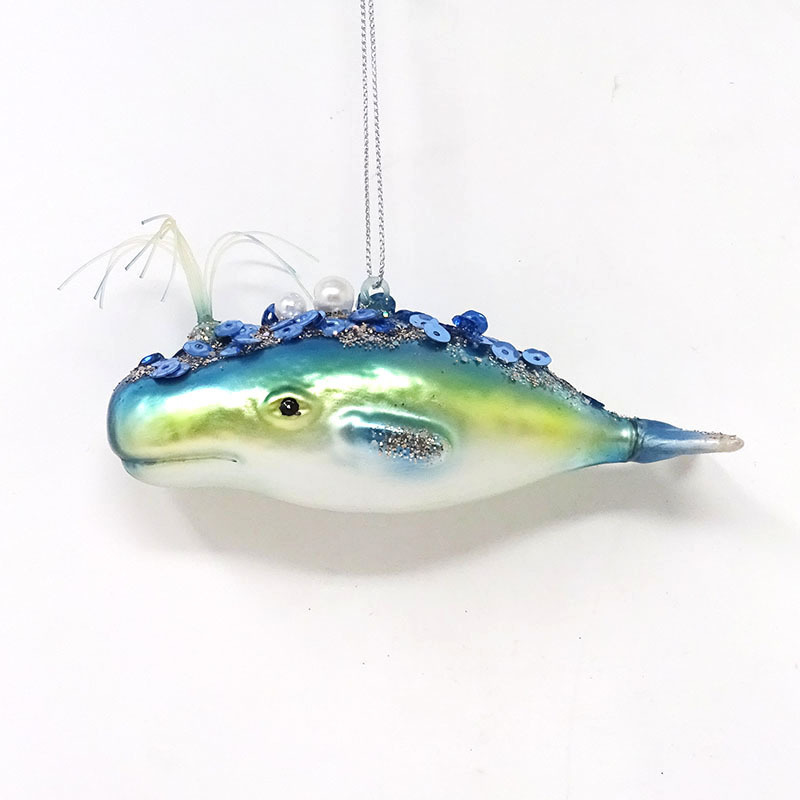 Wholesale reasonable price christmas tree pendant blue crabs crawl flat ball ornaments