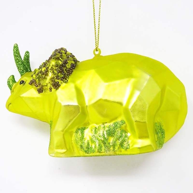 Factory wholesale christmas tree stained ornaments yellow tyrannosaurus pendant