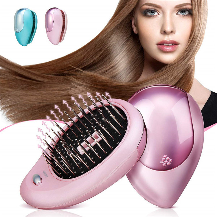 2022 New Product Ion Hairdressing Hair Brush Electric Vibrating Massage Comb Anti-Static Mini Straightening Hair Comb