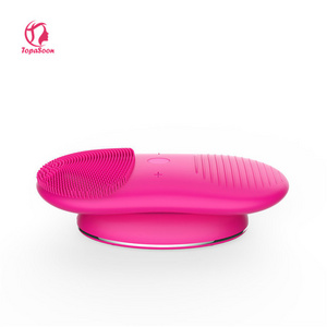 Rechargeable Private Label Silicone Vibrating Spin Cleaning Silicon Face Scrubber Deep Cleaner Facial Scrubbing Cleansing Brush