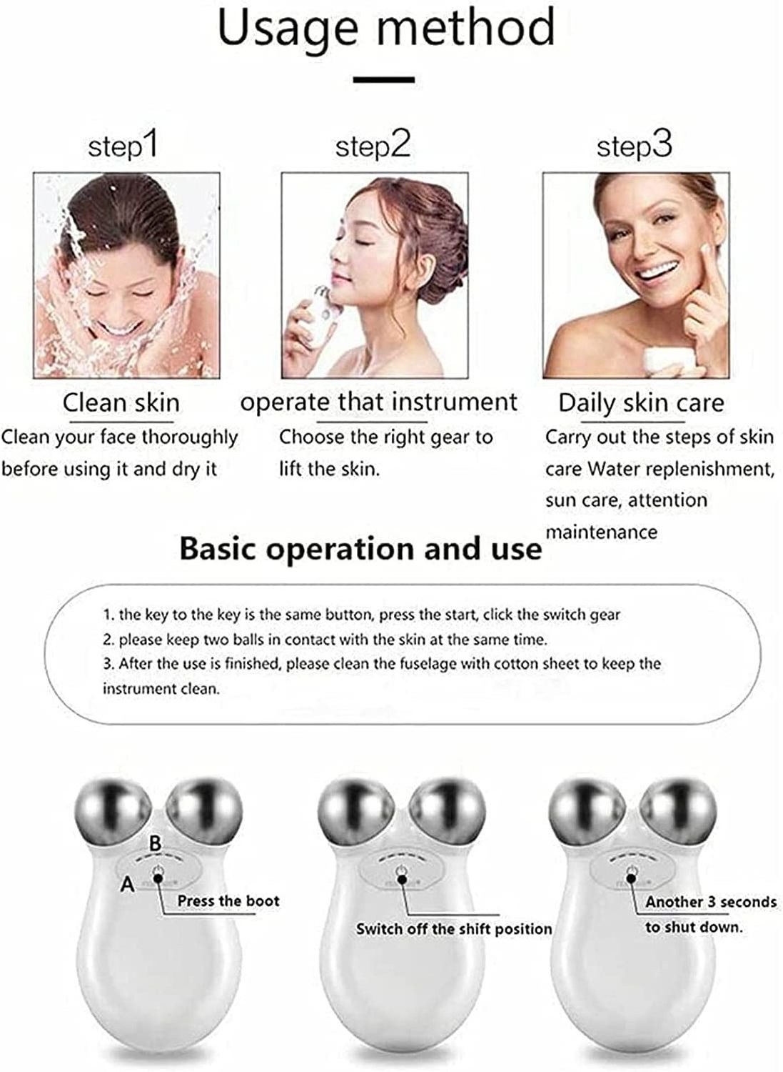 Electric Face Lift Roller Massager For Anti Aging Wrinkles Facial Massage 4D Microcurrent Face Massager Roller