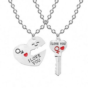 2024 Designs Stainless Steel Mens Jewelry heart key couple Necklace