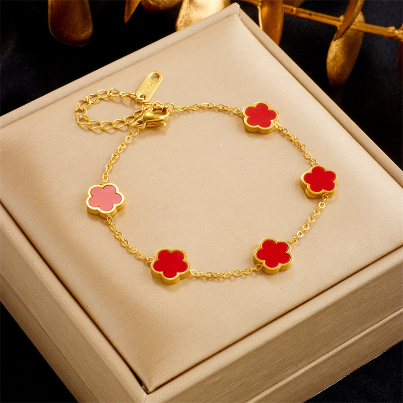 2024 Luxury jewelry  brand designer inspired jewelry gold 4 leaf clover necklace stainless steel four leaf clover bracelet