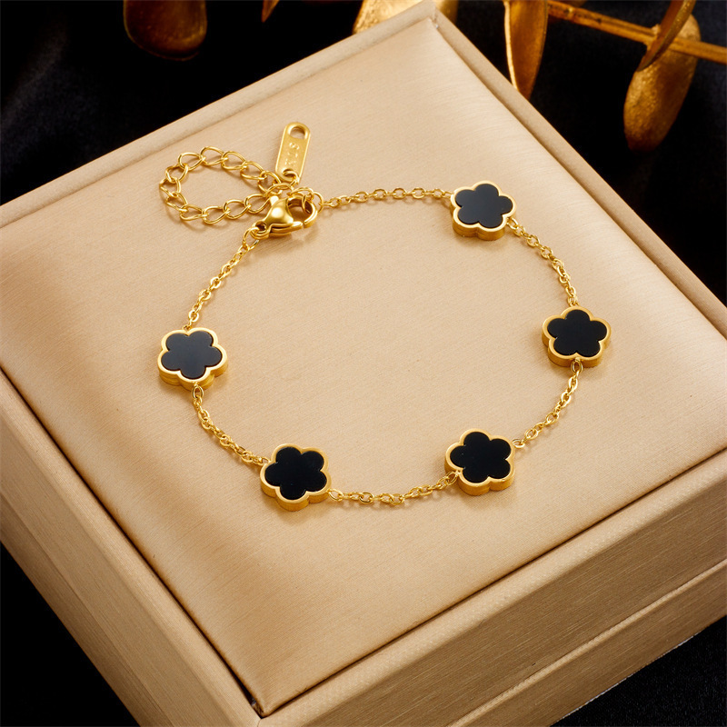 2024 Luxury jewelry  brand designer inspired jewelry gold 4 leaf clover necklace stainless steel four leaf clover bracelet