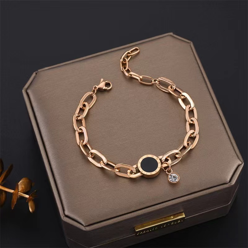 Bracelet en acier inoxydable 2024 Fashion Jewelry 14k Gold Plated CZ Interlocking Circle Charm Bracelet stainless steel women