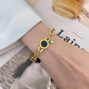 Bracelet en acier inoxydable 2024 Fashion Jewelry 14k Gold Plated CZ Interlocking Circle Charm Bracelet stainless steel women