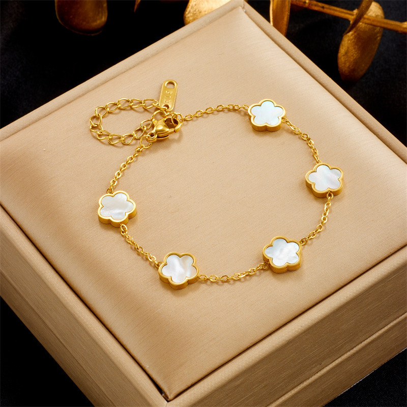 2024 Luxury jewelry  brand designer inspired jewelry gold 4 leaf clover necklace stainless steel four leaf clover bracelet