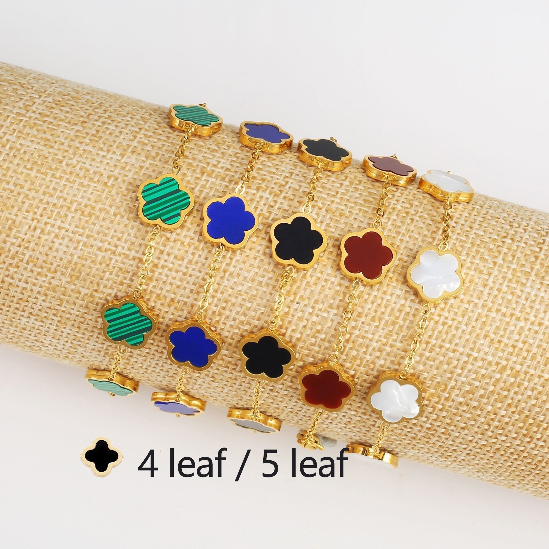 2024 Luxury jewelry  brand designer inspired jewelry gold 4 leaf clover necklace stainless steel four leaf clover bracelet