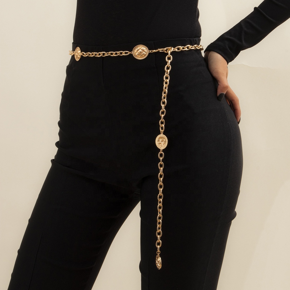 2023 womens fashion accessories vintage layered gold coins waist chain belt new product 2023