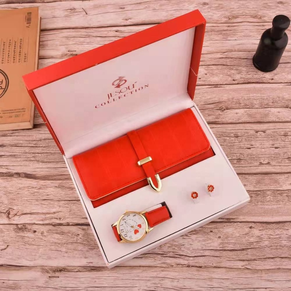 Good Price Mother's Day Gift Set Watch+wallet+Earrings Gift Set For Woman