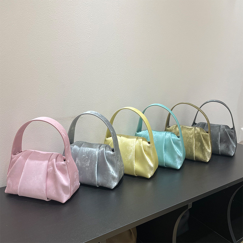 2024 New OEM Satin leather genuine leather New Folds Crossbody Bag Mini Cloud Bag Women Tide Handbag