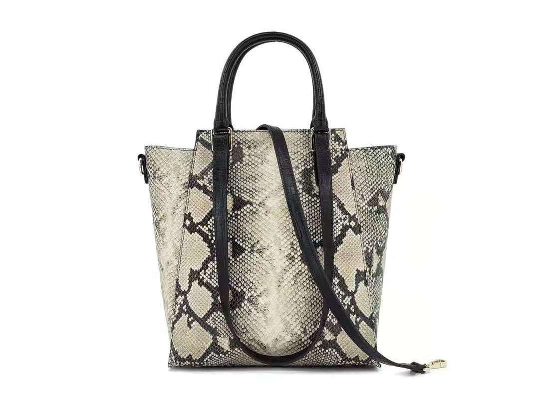 New Genuine Fancy Leather Handbags For Women Snake Pattern Real Leather Women Shoulder Bags