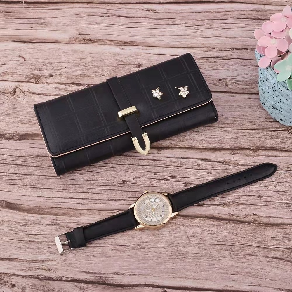 Good Price Mother's Day Gift Set Watch+wallet+Earrings Gift Set For Woman