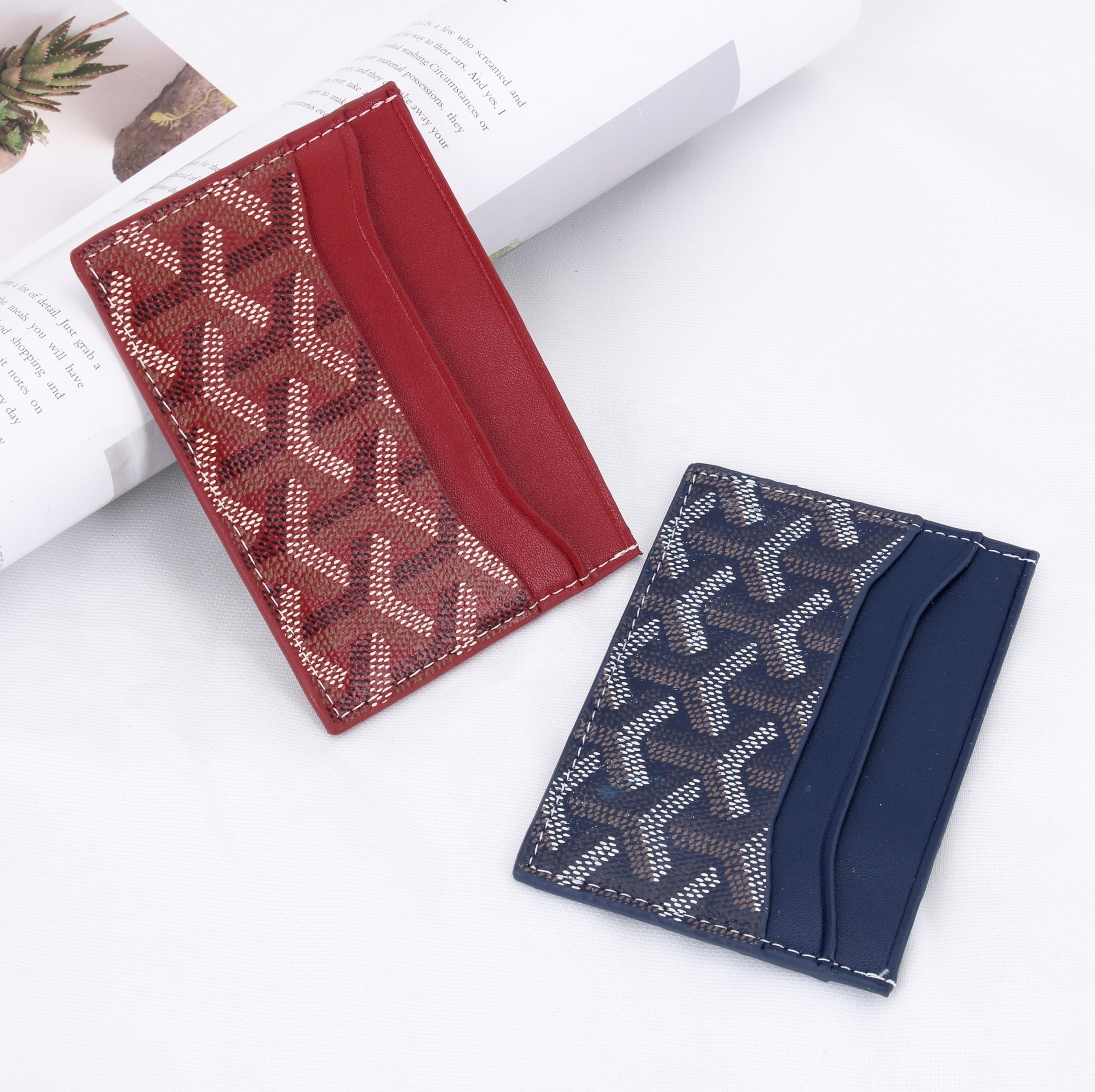 New two sides insert custom embossed logo pu leather credit name card ID business bus luxury card holder