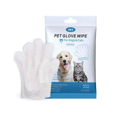 Pet Bathing Wipes for Dogs & Cats Cleaning & Deodorizing Grooming Gloves Nourish Fur Glove Wipes for Daily Care