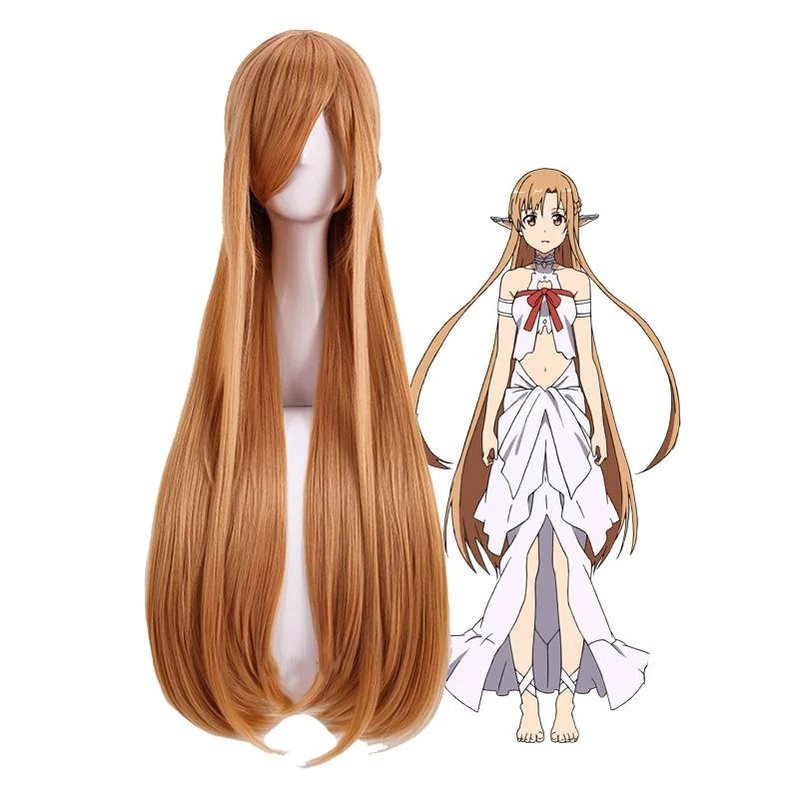 Anime Sword Art Online Yuuki Asuna Long Brown Cosplay Wigs Peluca Synthetic Anime Heat Resistant Hair Wigs