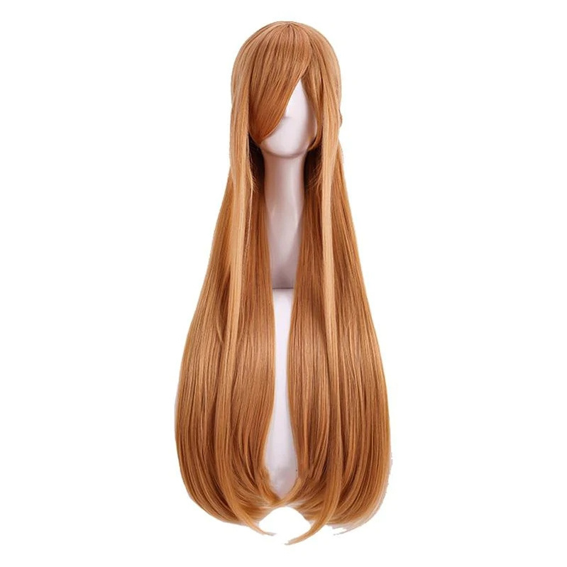 Anime Sword Art Online Yuuki Asuna Long Brown Cosplay Wigs Peluca Synthetic Anime Heat Resistant Hair Wigs