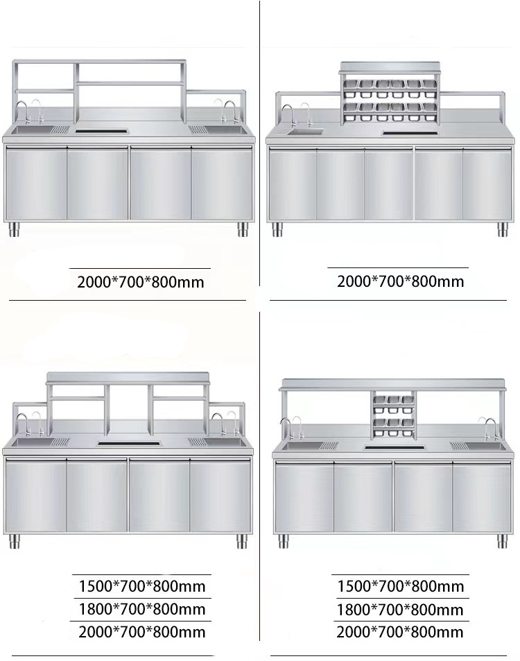 The latest Bobo tea stainless steel counter supports customized milk tea bars with multiple models of refrigeration