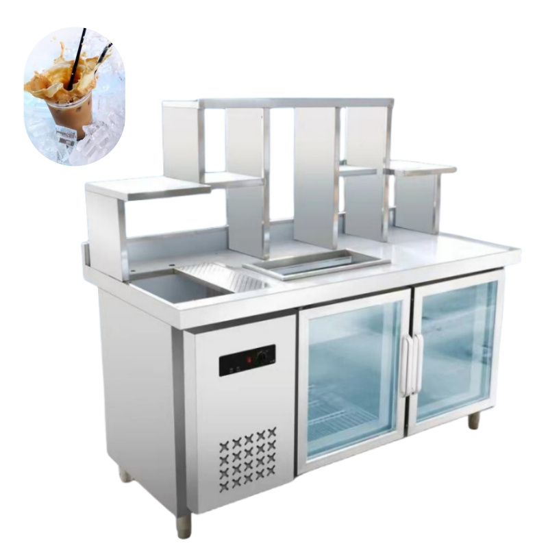 The latest Bobo tea stainless steel counter supports customized milk tea bars with multiple models of refrigeration