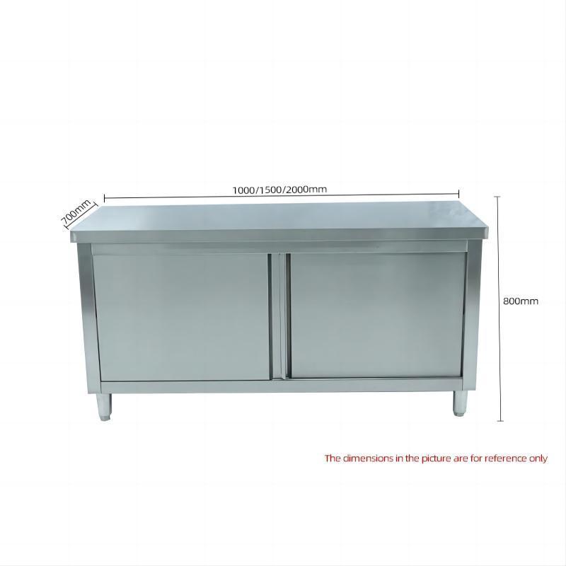 Kitchen Bench Cabinet Food Prep Stainless Steel Work Table Cabinet Counter storage cabinet with sliding door