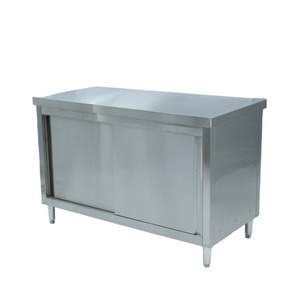 Kitchen Bench Cabinet Food Prep Stainless Steel Work Table Cabinet Counter storage cabinet with sliding door